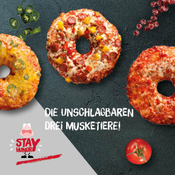 Unsere Pizza-Donuts - Die unschlagbaren drei Musketiere!